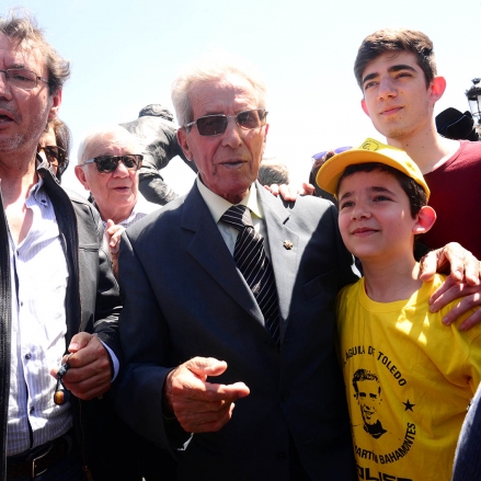 Bahamontes, en uno de los homenajes recibidos en Toledo. Foto: Rebeca Arango.