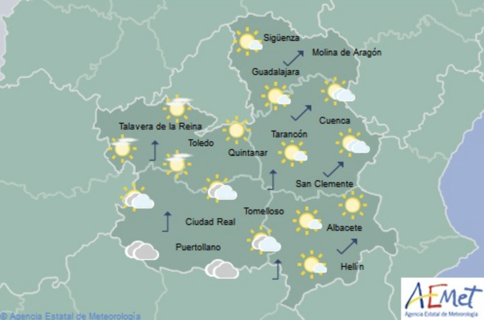 Mapa predictivo de la Aemet para la jornada del martes.