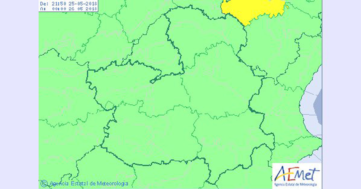 Mapa de avisos de la Aemet para CLM