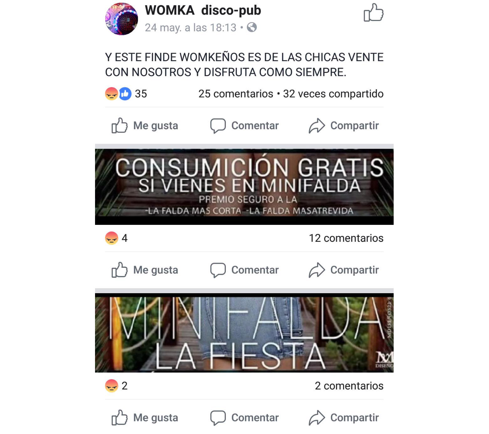 Así publicitaba su fiesta el disco-pub Womka de Talavera. minifaldas