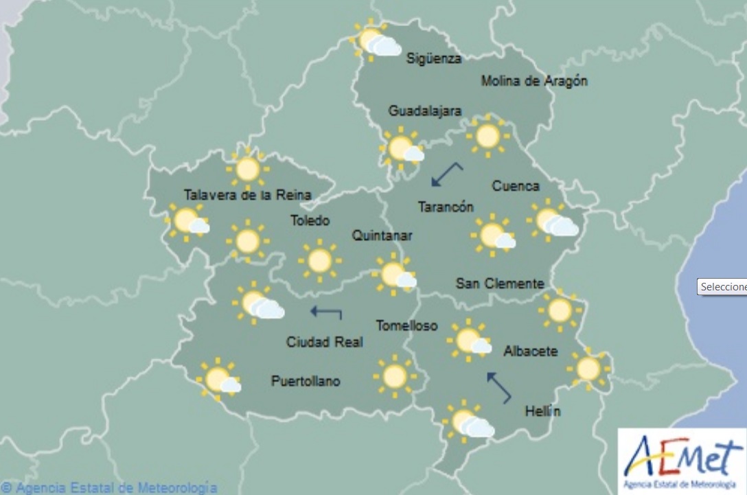 Mapa de la Aemet para CLM.
