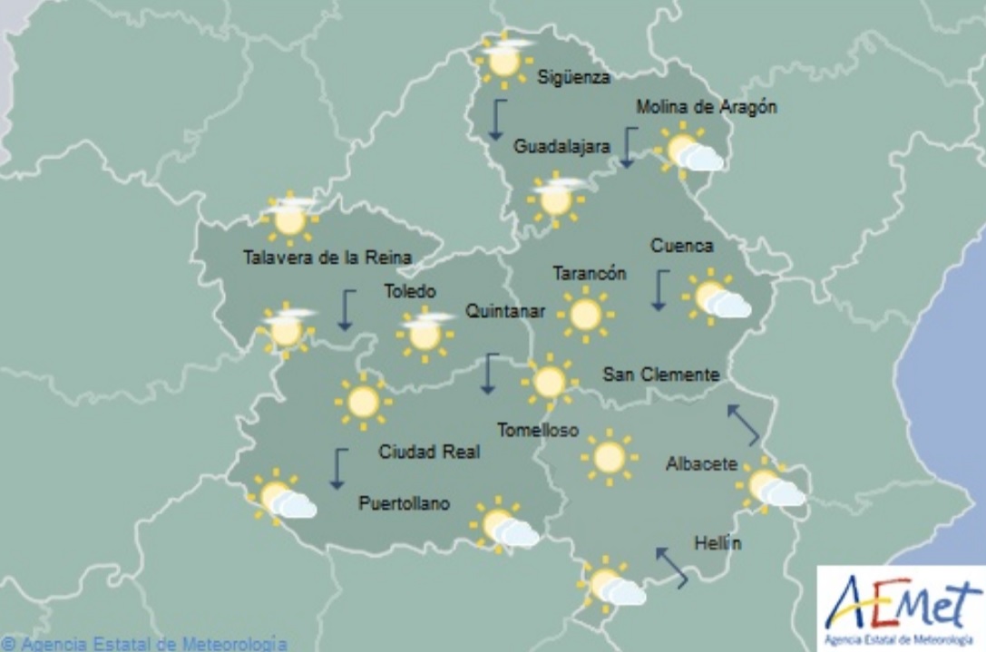 Mapa de la Aemet para Castilla-La Mancha.