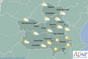 Mapa predictivo de la Aemet para CLM.