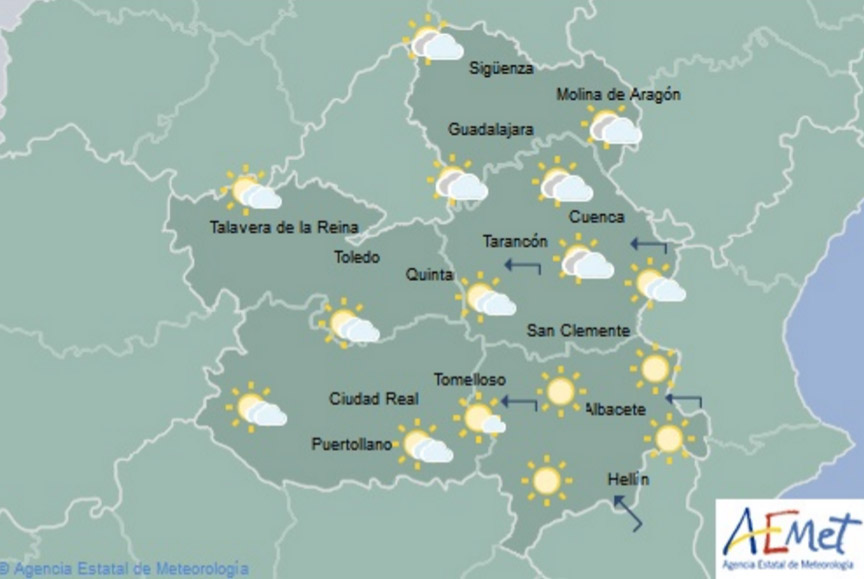 Mapa predictivo de la Aemet para CLM.