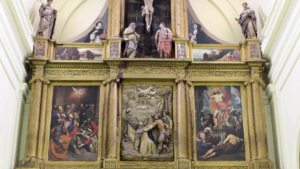 Retablo mayor de San Pedro Mártir tras la reconstrucción fotográfica realizada por la UCLM.
