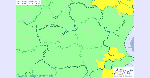 Mapa de avisos de la Aemet