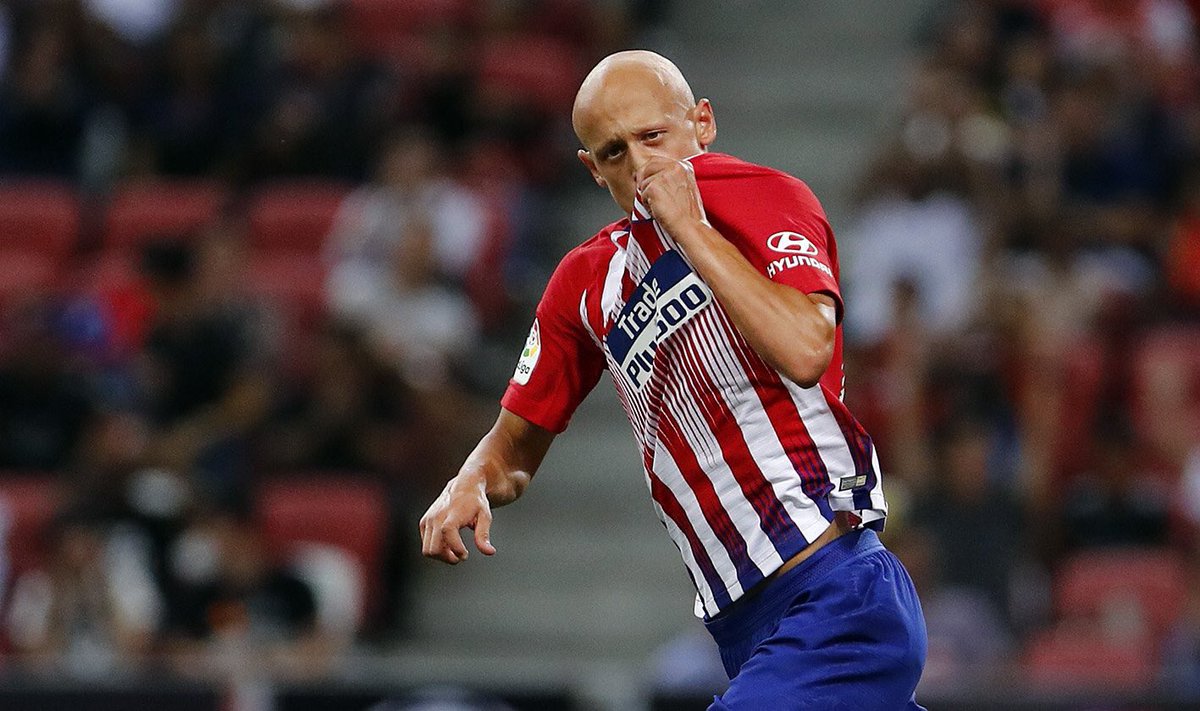 Víctor Mollejo celebrando su primer gol con el Atleti