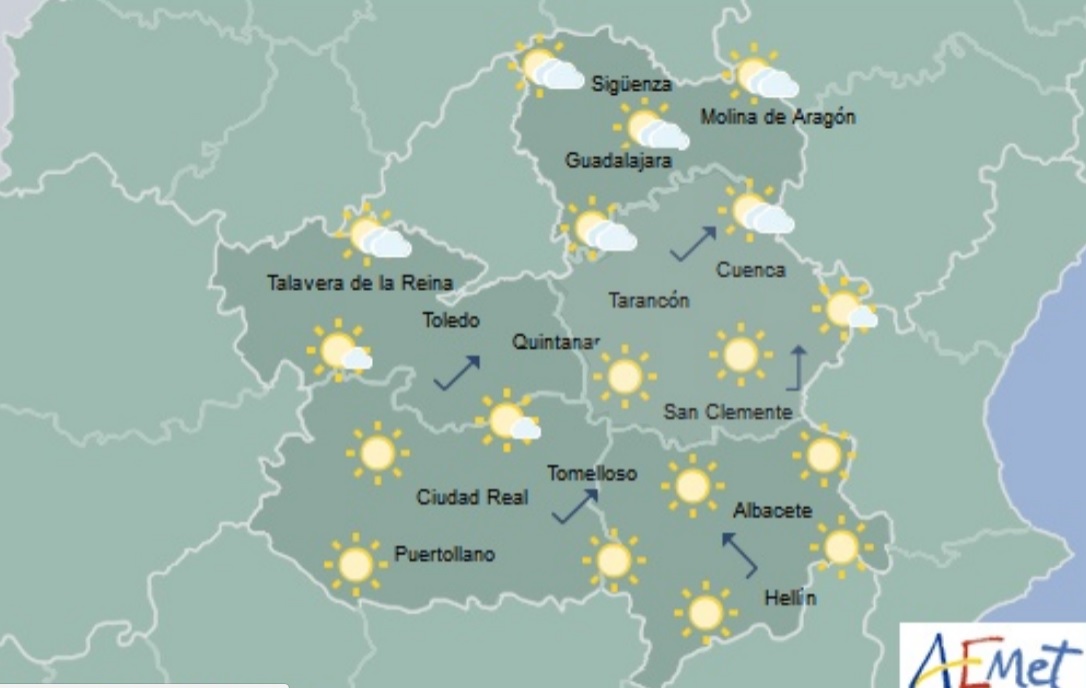 Mapa de la Aemet para Castilla-La Mancha.