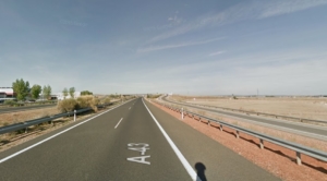 Imagen del kilómetro 15 de la A-43, pero no exactamente el lugar del siniestro. Torralba de Calatrava
