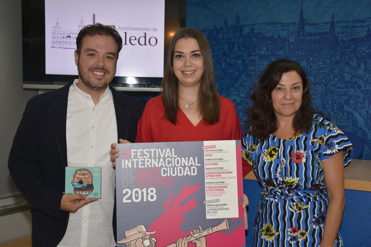 Hernán Milla, Nuria Cogolludo y Pilar Chozas en la presentación el Festival de Jazz de Toledo