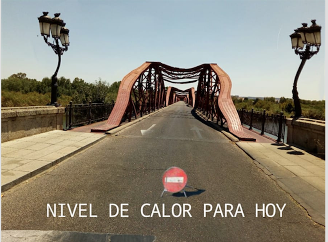 El Puente de Hierro, en Talavera, prácticamente derretido.