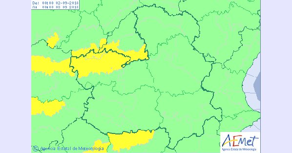 Mapa de avisos de Aemet para CLM