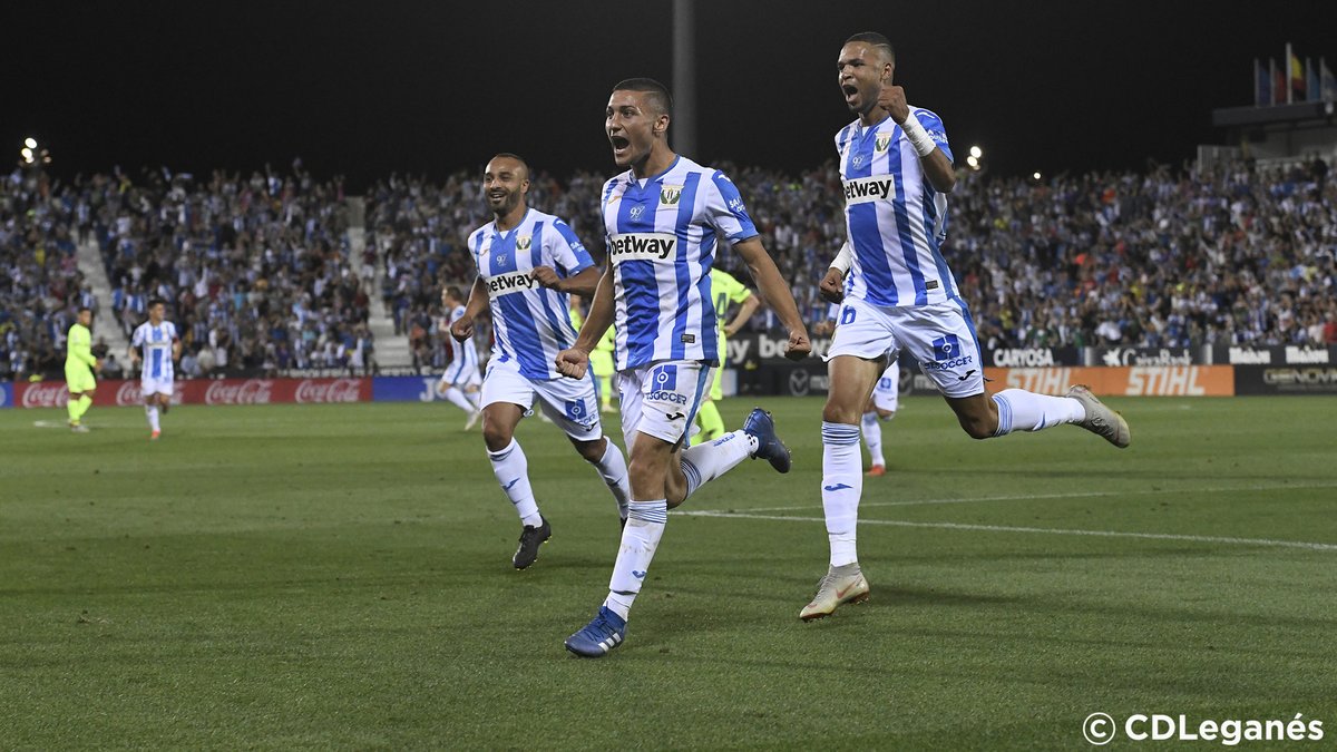 Óscar Rodríguez celebra su gol frete al Barcelona. Foto: @CDLeganes.