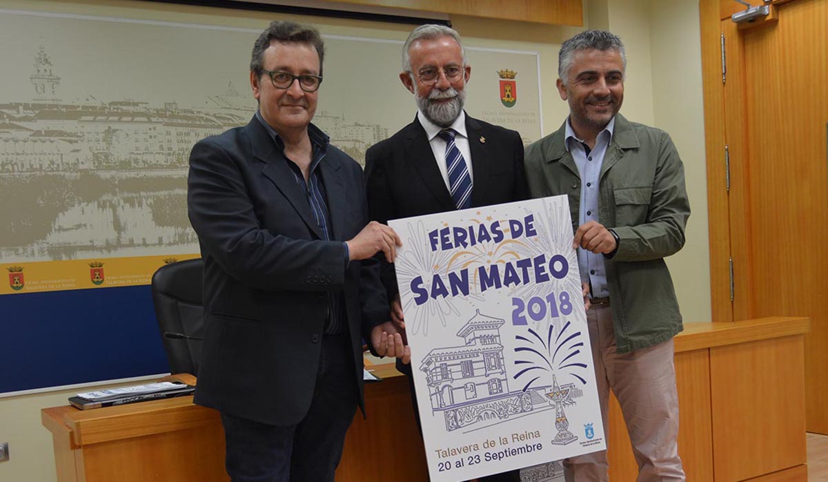Ramos (en centro), presentando el programa de las Ferias de San Mateo