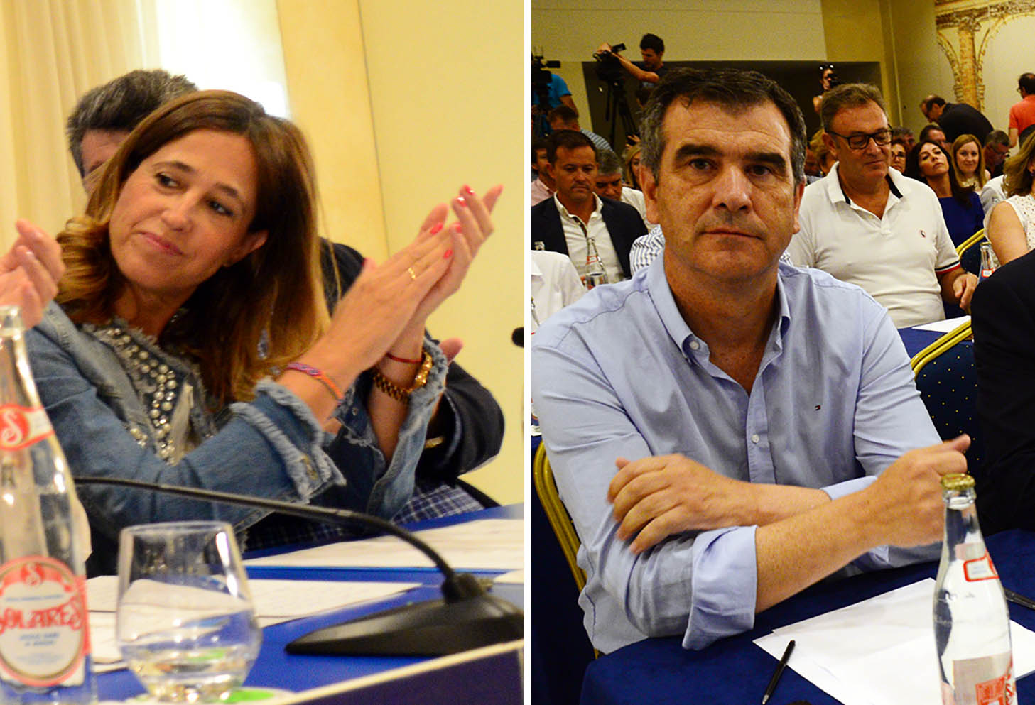 Rosa Romero y Antonio Román, durante la celebración de la Junta Directiva Regional del PP de CLM en Toledo.