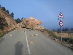 Desprendimiento en Cuevas de Velasco (Cuenca). Foto: Asociación de Amigos y Vecinos de Cuevas de Velasco.
