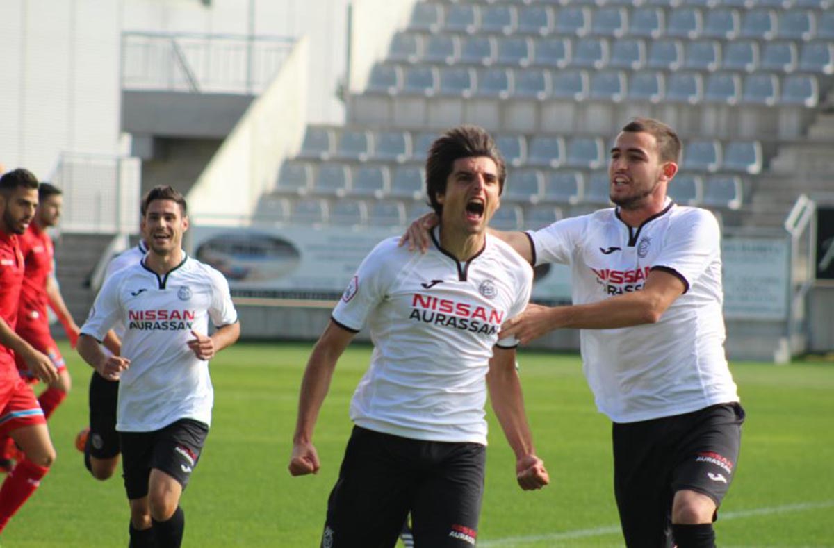 Cárcaba, de la UB Conquense, tras lograr su gol contra el Espanyol B