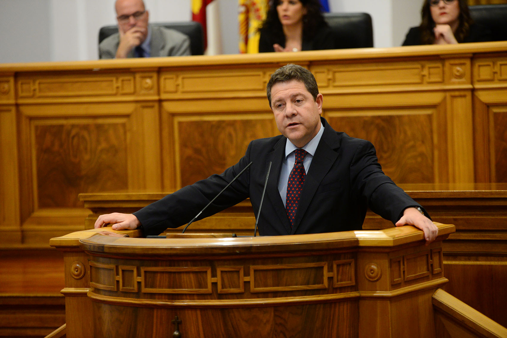 El presidente de Castilla-La Mancha, Emiliano García-Page, en el Debate del Estado de la Región de 2018.