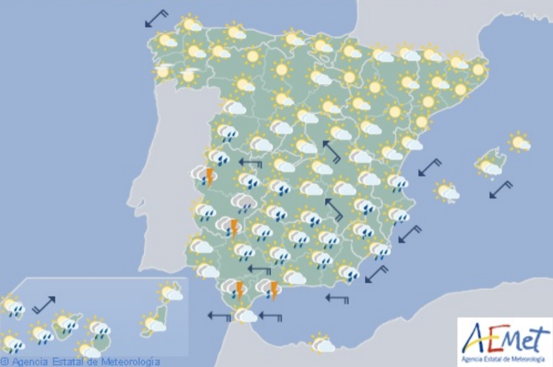 Mapa predictivo de la Aemet.