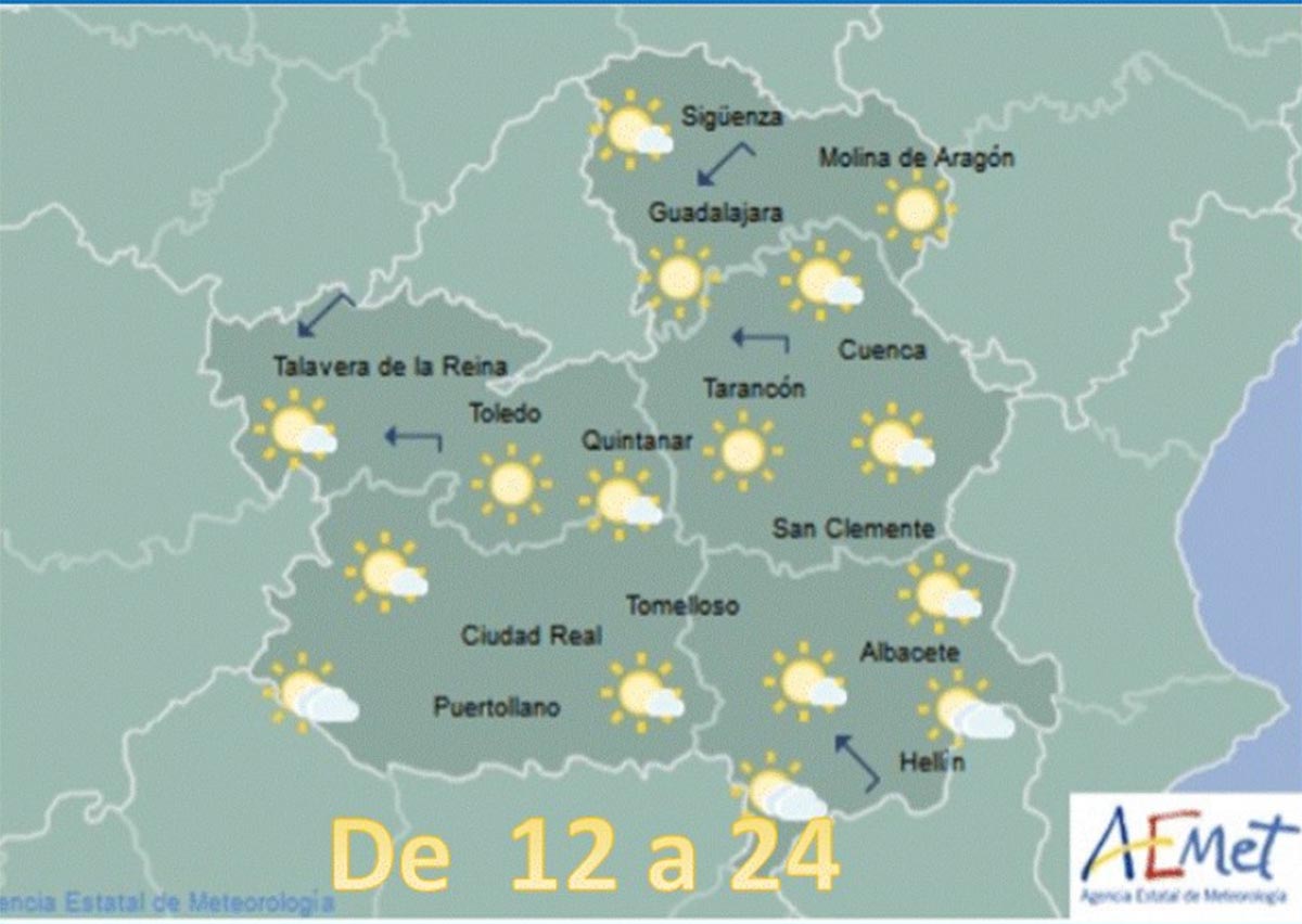 Intervalos nubosos solo en Toledo y Ciudad Real