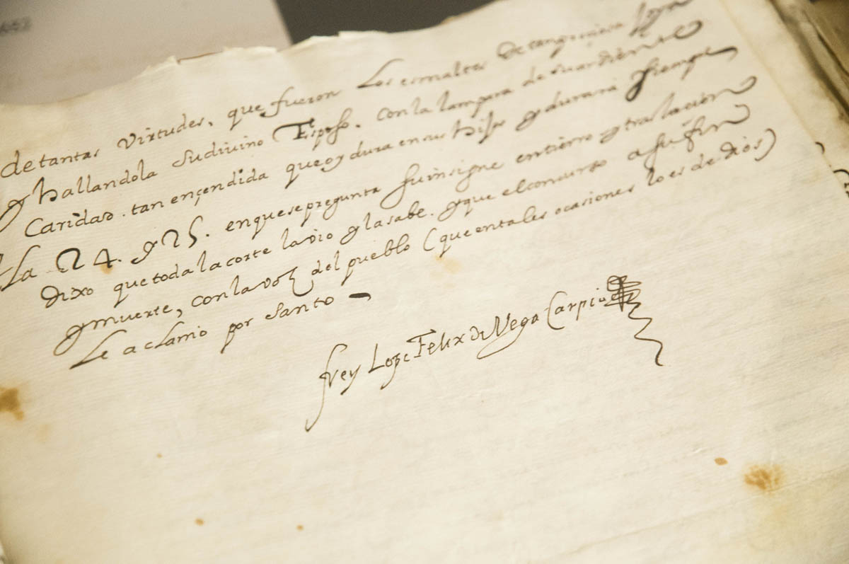 Firma de Lope de Vega en el Archivo Diocesano de Toledo.