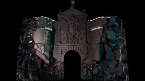 Fotograma del espectáculo de luz y sonido que se proyectará en la Puerta de Bisagra de Toledo los días 11, 12 y 13 de octubre.