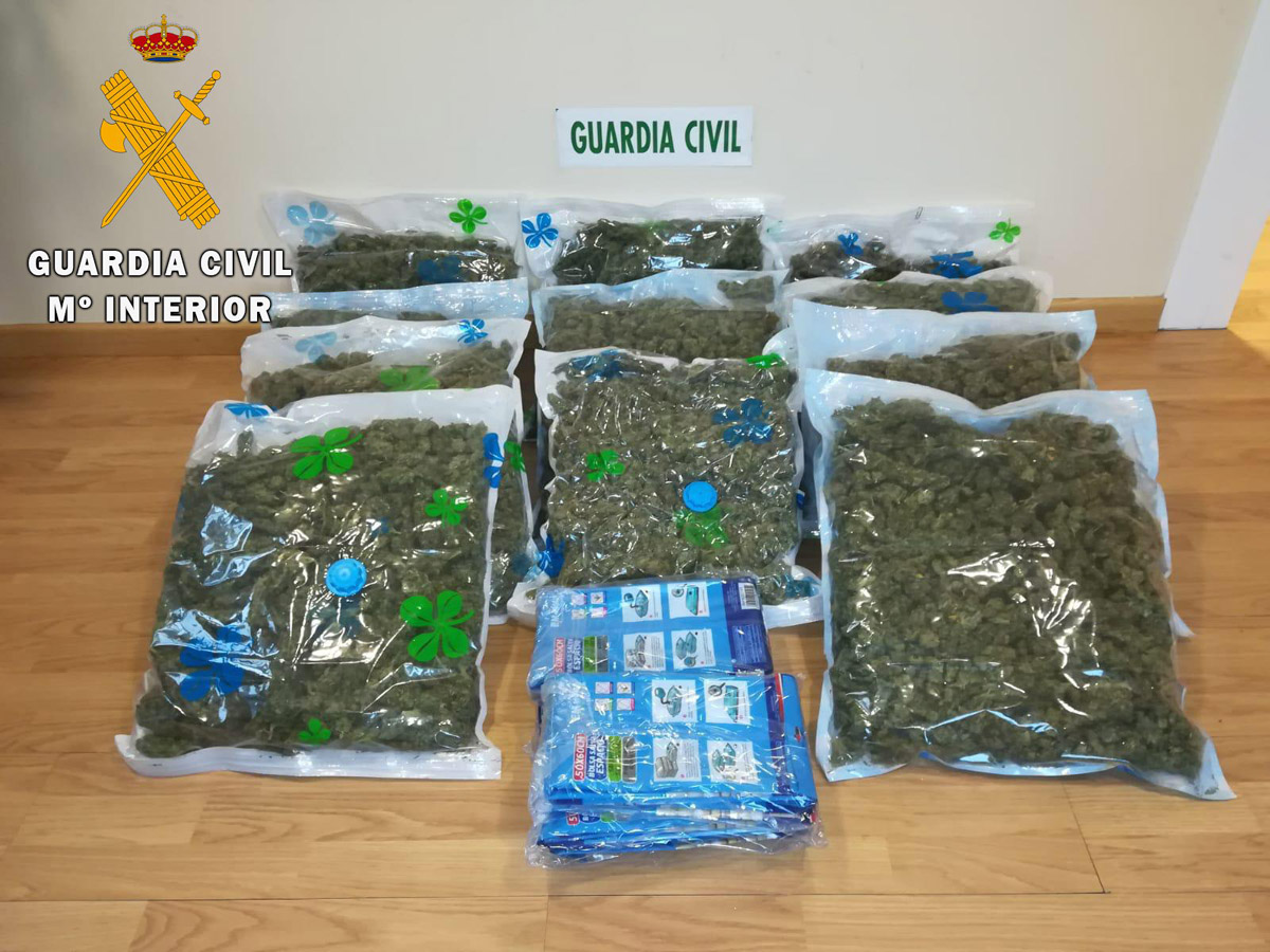 Marihuana incautada por la Guardia Civil.