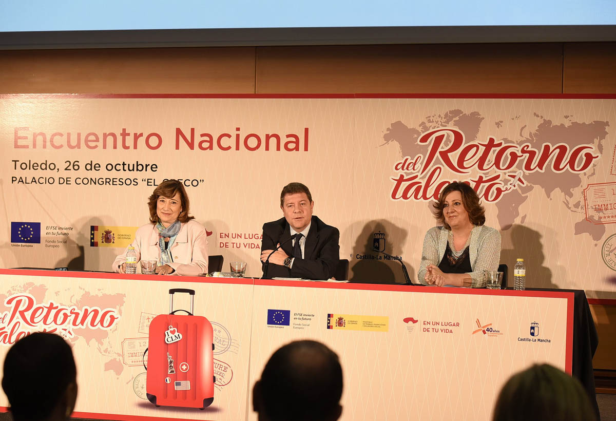 Emiliano García-Page en la inauguración del Encuentro Nacional de Retorno del Talento en Toledo.