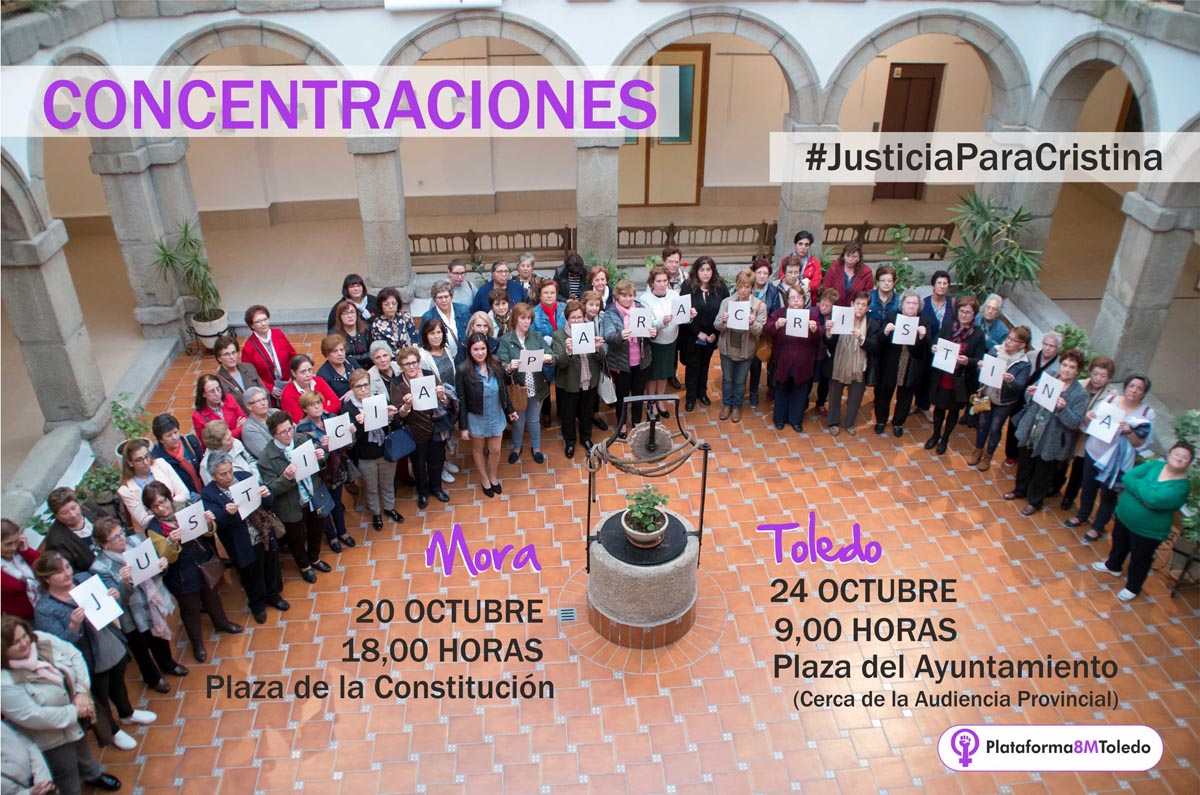 Cartel anunciador de la concentración convocada por la Plataforma 8M para pedir "Justicia para Cristina".
