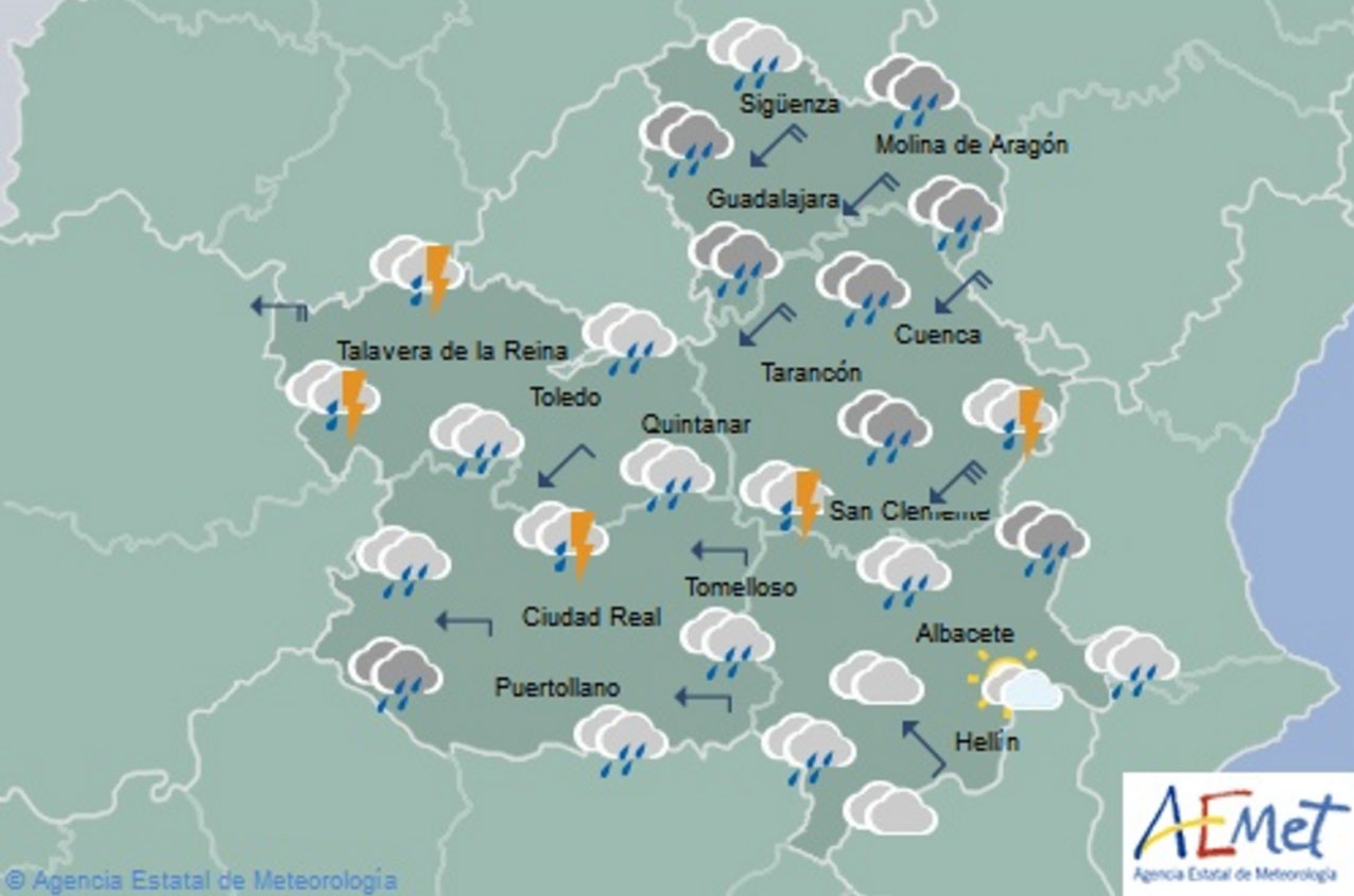 Previsiones de Aemet para el viernes 19. riesgo naranja