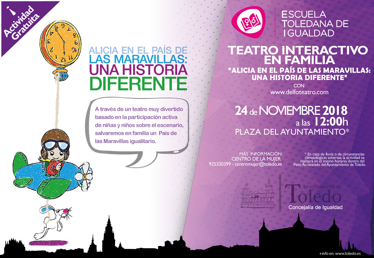 Cartel del teatro interactivo familiar en Toledo.