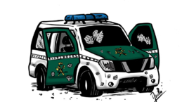 Ilustración de Santi Morilla sobre el tiroteo de Argamasilla.