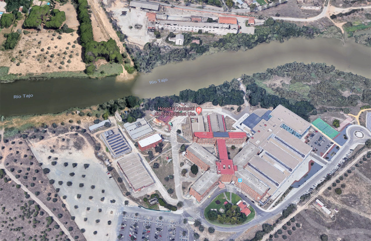 Parapléjicos y el Tajo, vistos desde el aire. Foto: Google Maps.