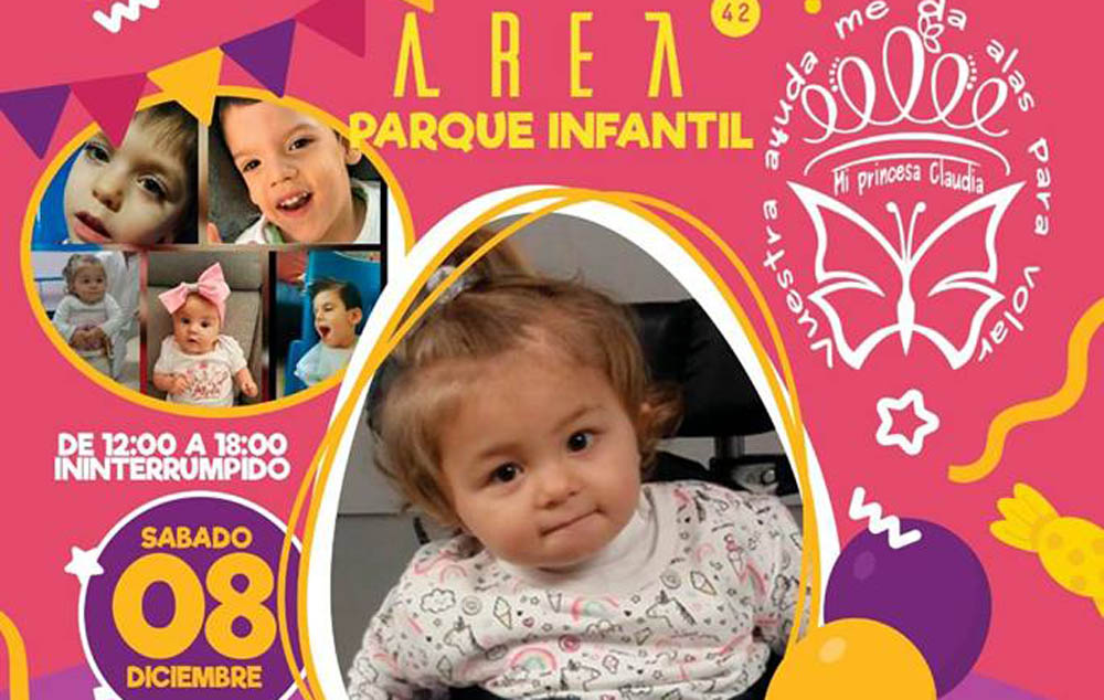 Cartel de la fiesta solidaria a favor de "Mi princesa Claudia" en Área 42.