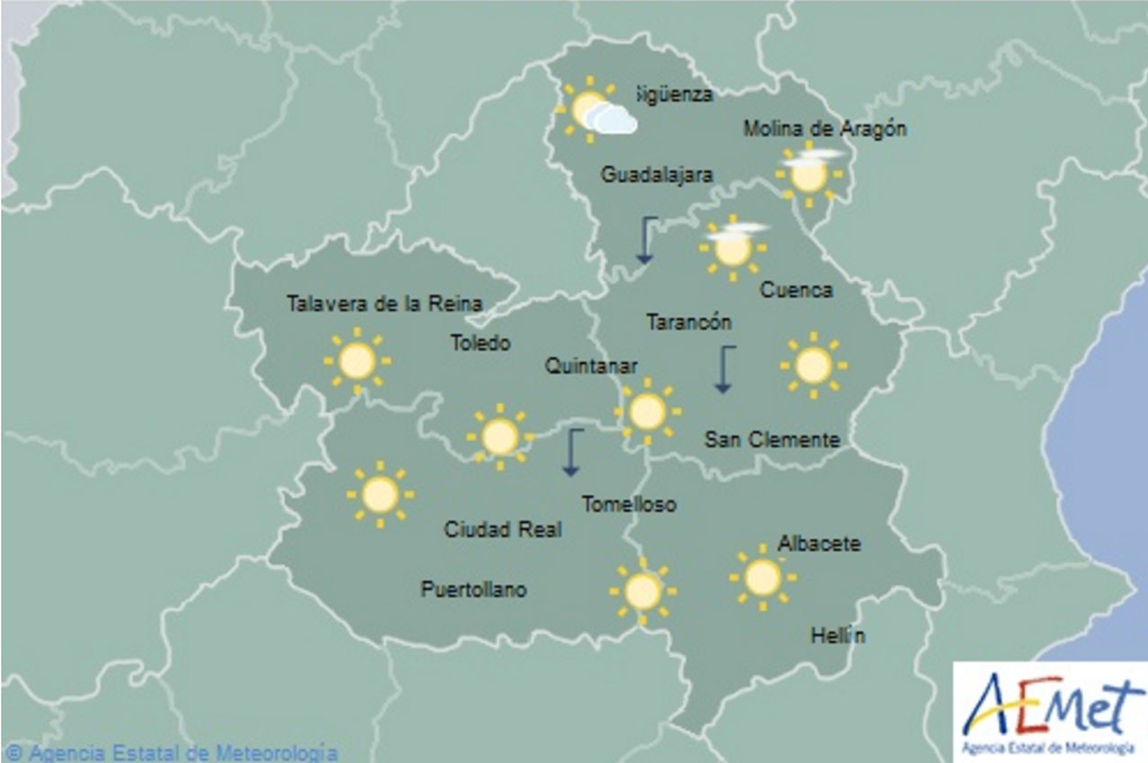 Previsiones de Aemet para hoy, martes 14 de enero.