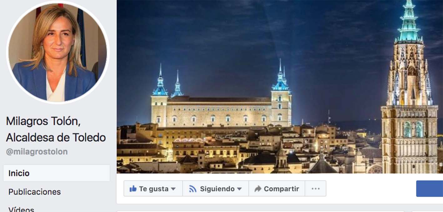 Perfil real en Facebook de Milagros Tolón, alcaldesa de Toledo