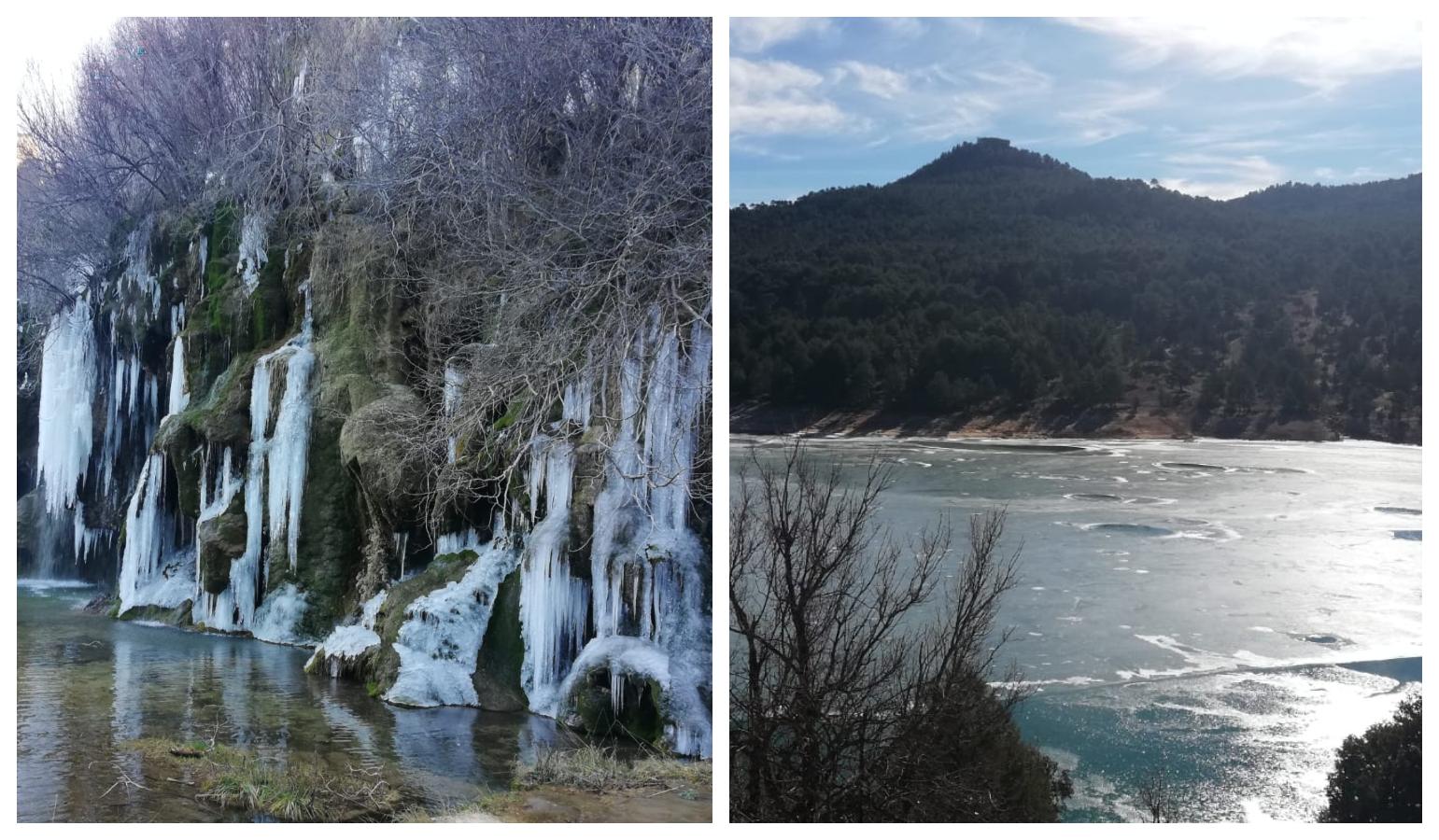 El nacimiento del río Cuervo y el embalse de La Toba.