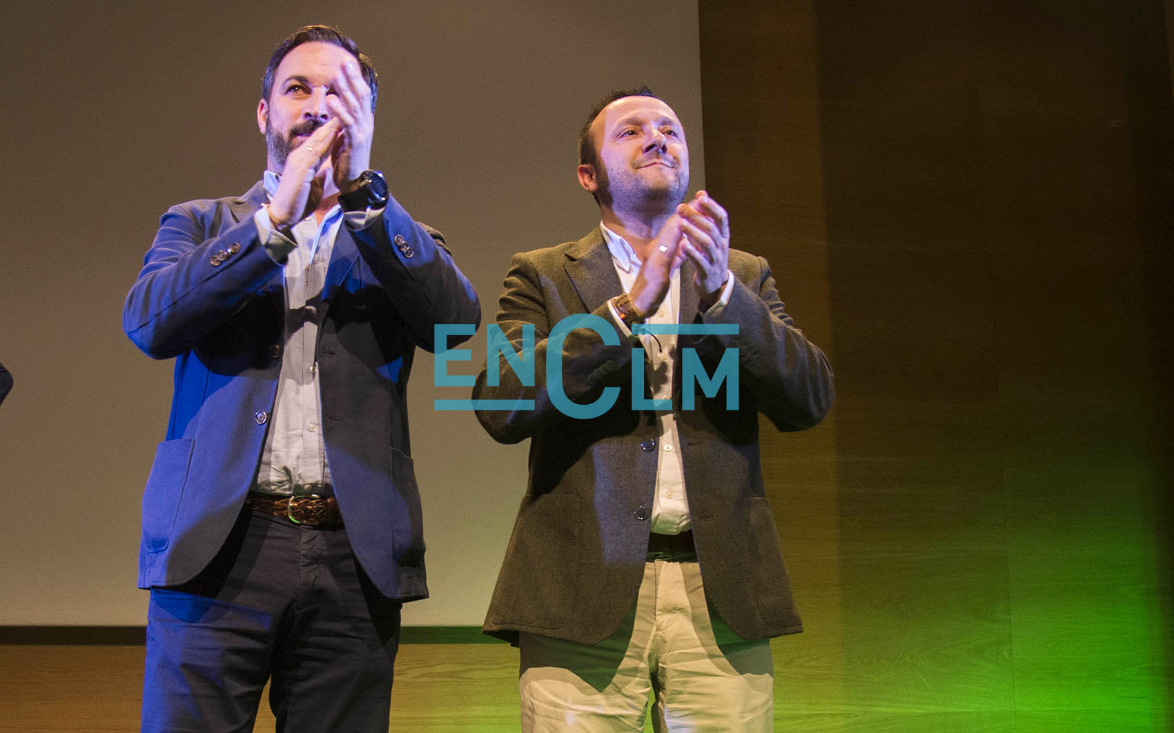 Luis Miguel Núñez, junto a Santiago Abascal, en el primer mitin que Vox celebró en Toledo hace unas semanas.