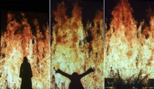 Bill Viola Tres escenas diferentes de la proyeción "La mujer del fuego"