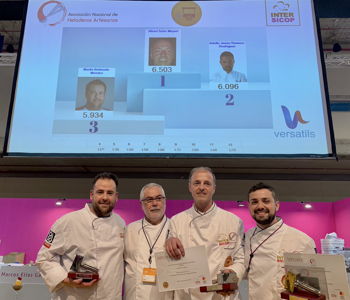 El podium del Campeonato de España de Heladería.