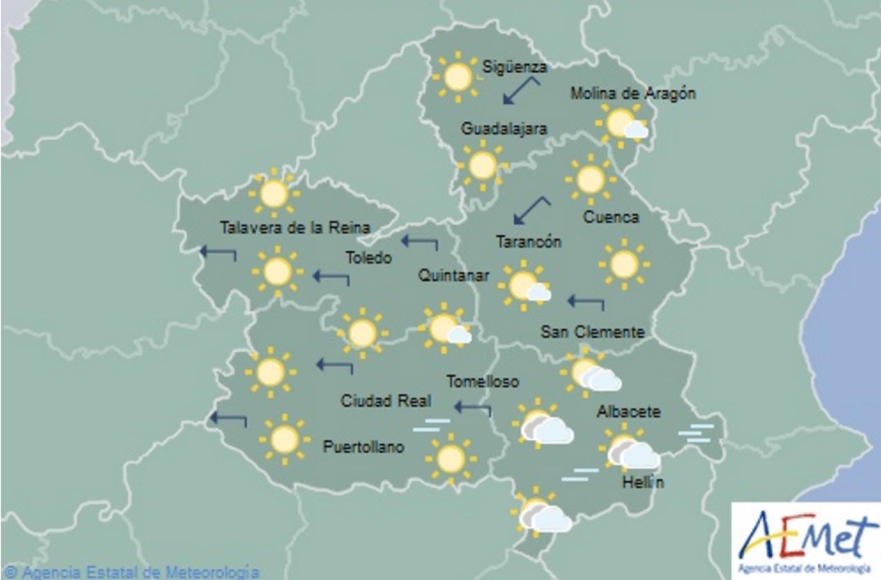 Previsiones de Aemet para hoy, martes 12 de febrero.