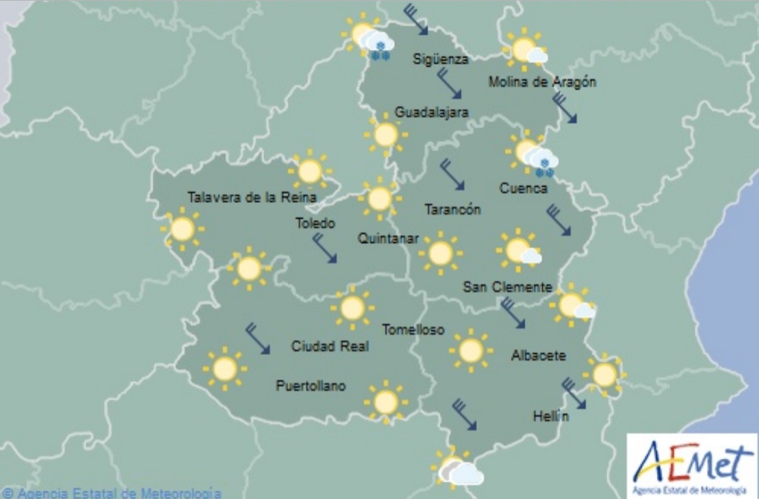 Mapa de la Aemet para Castilla-La Mancha.