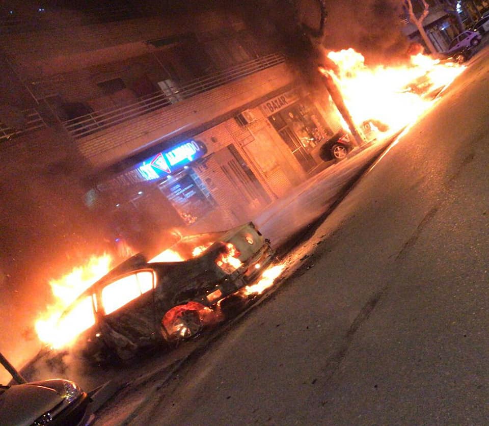 valmojado Los vehículos ardiendo en Vamojado.