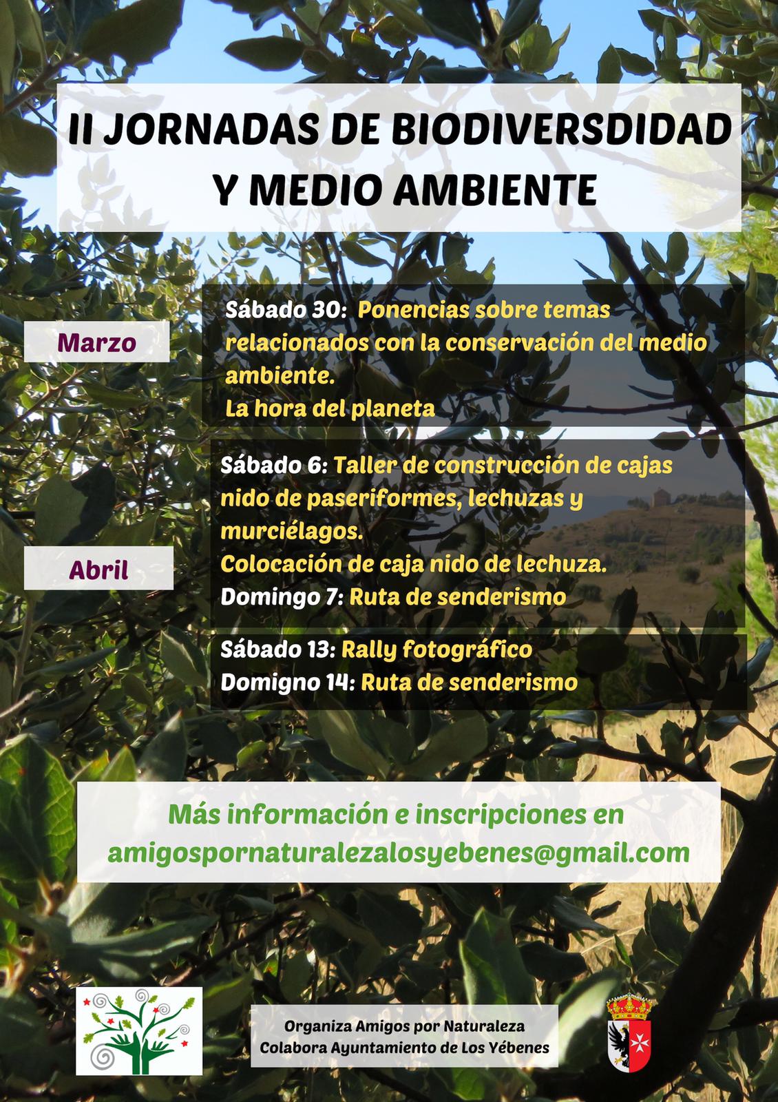 los yébenes Cartel de las II Jornadas de Biodiversidad y Medio Ambiente.