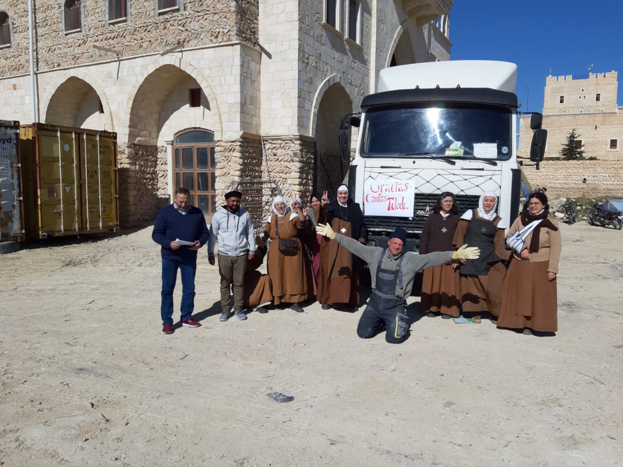Uno de los camiones con la ayuda humanitaria de Cáritas Toledo que ha llegado hoy a Siria.