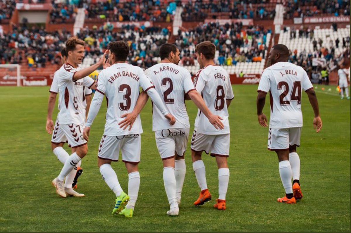 El Albacete, celebrando uno de los goles a la UD las Palmas