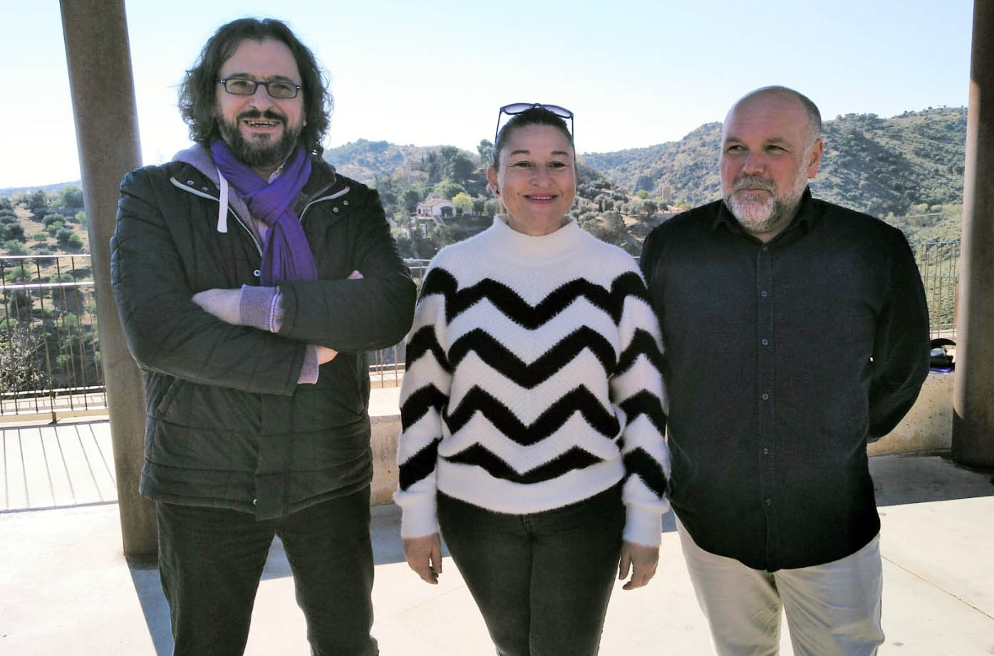 Pedro Labrado, Olga Ávalos y Txema Fernández, números 3, 2 y 1 de la candidatura de Unidas Podemos en la ciudad de Toledo.