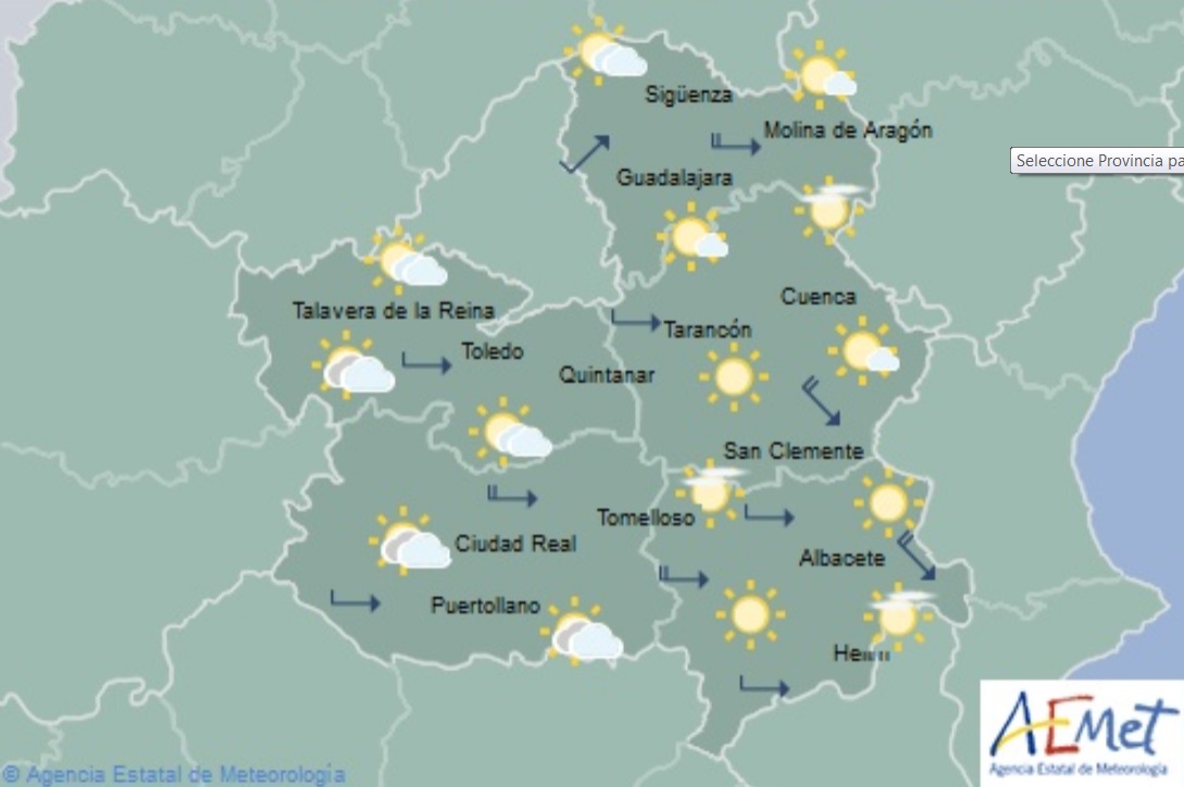 Mapa de la Aemet para Castilla-La Mancha.