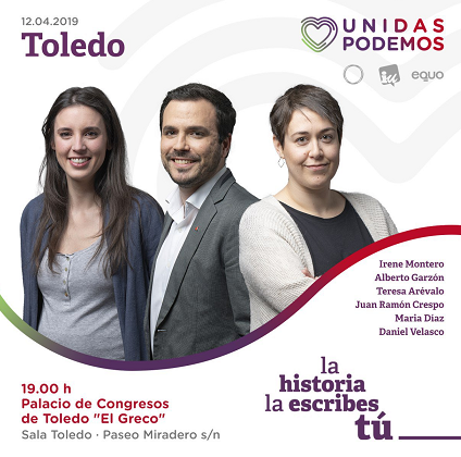 Cartel del acto de Unidas Podemos en Toledo.