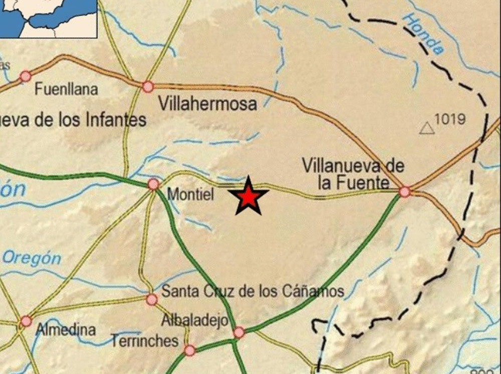 Mapa del epicentro ofrecido por el Instituto Geológico Minero.